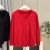 Plus Size V-Neck Hollow Knit Sweater Women's Autumn Casual Pullover