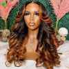 Ombre Ginger Brown 13x6 Transparent Lace Frontal Human Hair Wig — Body Wave, Pre-Plucked, 12A Lace Closure, 26+ in (66+ cm)