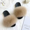 Real Fox Fur Slides for Women Luxury Furry Flat Slide Sandals