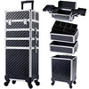 4-in-1 Rolling Makeup Train Case – Large Capacity Cosmetic Trolley with Wheels & Locking Keys for Salon and Travel