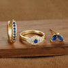3-Pack 18K Gold Plated Stainless Steel Evil Eye Hoop Earrings with Blue Cubic Zirconia – 20mm (0.79 in) Cartilage Piercing Set for Women