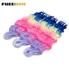 Synthetic Braiding Hair Extensions 24 in (60 cm) Loose Deep Wave Ombre Brown Rainbow Twist Crochet 3-Pack