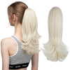 SARLA Clip-In Wavy Ponytail Extension 14 in (35 cm) - Synthetic High-Temp Fiber with Claw Clip & Elastic Band