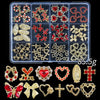 120-Pack 3D Gold Metal Nail Charms Bow Butterfly Diamond Star Nail Art Decorations