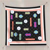 Twill Silk Square Scarf 90 x 90 cm (35.4 in) - Floral & Letter Print Women's Neck Kerchief Wrap