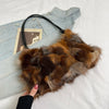 Real Fox Fur Hobo Shoulder Bag for Women, Luxury Winter Evening Handbag, 20 x 35 x 10 cm (7.9 x 13.8 x 3.9 in)