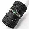 10-Pack Adjustable Black Woven Wrap Leather Bracelets – Handmade Unisex Rope Chain Lace-Up