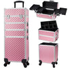 4-in-1 Rolling Makeup Train Case – Large Capacity Cosmetic Trolley with Wheels & Locking Keys for Salon and Travel