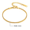 Adjustable Twisted Rope Chain Bracelet - Stainless Steel Unisex Lobster Clasp, Gold or Silver, 16–21 cm (6.3–8.3 in) or 20–25 cm (7.9–9.8 in)