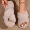 Women's Faux Fur Shearling Slippers — Cozy Indoor Slip-On with Instep & Toe Strap, EVA Sole