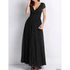 Women’s Boho Deep V-Neck Maxi Dress - Short Sleeve Beach & Party A-Line Chiffon