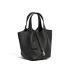 Women's Leather Bucket Bag – Basket-Style Drawstring Handbag, Mommy Bag for Bridal & Wedding