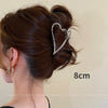 Heart Metal Hair Claw Clips for Women – Nonslip Alloy Crab Clamp, Gold Silver Black, 6.5 cm (2.6 in) – Korean Retro Fashion
