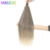 3-Pack 28-Inch (71 cm) Straight Crochet Braids Synthetic Hair Extensions High-Temperature Ombre Blonde Brown Gray