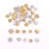 50pcs Gold & Silver 3D Snowflake Nail Art Charms - Alloy Metal Christmas Nail Decorations DIY Accessories