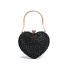 Heart Rhinestone Crystal Clutch - Diamond Inlay Mini Evening & Wedding Bag with Chain Strap