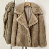 Women's Faux Fur Long Coat – Khaki Warm Fluffy Overcoat, Double-Faced Fur