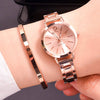 2-Pack Women's Gold Bracelet Quartz Watch Set - Hollow Strap Minimal Dial Fashion Wristwatch