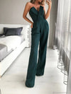 Women's Strapless Wide-Leg Jumpsuit Sleeveless High-Waist Full-Length Romper Elegant White Summer Party and Work Outfit