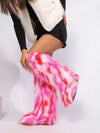 Women Over-the-Knee Faux Fur Snow Boots – Plush-Lined Slip-On Flat EVA Sole