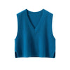 100% Pure Cashmere V-Neck Vest for Women – Loose Thick Knit Sleeveless Sweater Outerwear