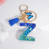 Acrylic Alphabet (A-Z) Tassel Keychain with Crystal Butterfly Charm - Fashion Key Ring Gift for Women