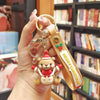 Santa and Reindeer Resin Christmas Keychain - Cute Cartoon Pendant Key Ring Charm for Backpack Purse Ornament