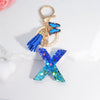 Acrylic Alphabet (A-Z) Tassel Keychain with Crystal Butterfly Charm - Fashion Key Ring Gift for Women