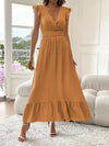 Women's V-Neck Solid A-Line Maxi Dress - Sleeveless Office & Casual Summer Gown