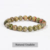 Natural Stone Beaded Bracelet 6/8/10mm — Obsidian Fluorite Quartz Jasper Stretch Yoga Bracelet for Women & Men
