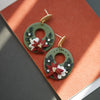 Handmade Polymer Clay Floral Wreath Earrings Set – Multicolor Christmas Holiday Studs