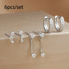 3-Pair Zircon Huggie Hoop Earrings for Women, 8mm (0.31 in) Stainless Steel Cartilage Piercing Set