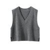100% Pure Cashmere V-Neck Vest for Women – Loose Thick Knit Sleeveless Sweater Outerwear