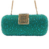 Green Crystal Evening Clutch with Purple Rhinestones, Acrylic Bridal Party Handbag, 22 x 5.5 x 10 cm (8.7 x 2.2 x 3.9 in)