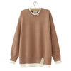 Plus Size Drop Shoulder O-Neck Knit Sweater — Block Color Two-Piece Look Pullover, Long Sleeve Autumn Winter