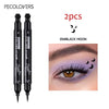 2-in-1 Liquid Eyeliner Pen with Moon Stamp, Waterproof Long-Lasting Black