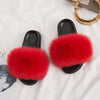 Real Fox Fur Slides for Women Luxury Furry Flat Slide Sandals