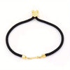 Black Letter Bead Rope Bracelet for Women – Simple Classic Hand-Knot Rope Jewelry with Stainless Steel Accent