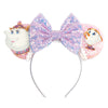 Mickey & Minnie Sequin Ear Headband with Bow – Disney-Inspired Hairband for Women & Kids, Party Cosplay