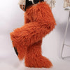 Women's Thigh-High Faux Fur Mongolian Boots - Over-the-Knee Winter Snow Boots with Non-Slip EVA Sole