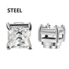 3-Pack Magnetic Clip-On Earrings for Men & Women - Round Zircon Crystal Non-Piercing Studs, Punk Hiphop Stainless Steel