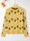 Plus Size Women's Round Neck Pullover Sweater – Falling Leaves Floral Knit, 1XL–4XL (Autumn/Winter)