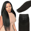 Natural Black Clip-In Remy Human Hair Extensions - 8-Piece (100g / 3.5 oz) Full Head, Yaki Straight