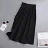 Plus Size High-Waist Black Draped A-Line Midi Skirt Slimming Body Shaper