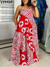 Plus Size 5XL Bohemian Printed Maxi Dress Sleeveless Summer Beach Party Sundress