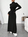 Knitted Turtleneck Long Sleeve Dress for Women - Vintage Slim Ankle-Length Knit, Autumn/Winter Casual Y2K