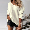 Plus Size V-Neck Dropped Shoulder Knit Sweater Pullover Long Sleeve Casual Crochet Jumper (0XL-3XL)