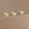 3-Pack 14K Gold-Plated Stainless Steel Crown Stud Earrings for Women with Crystal Zircon — Horse Eye Design