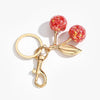 Cherry Crystal Bag Charm Keychain Red Pink Fruit Pendant Key Ring for Women & Girls Purse Charm Gift