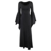 Women's Gothic Batwing Sleeve Maxi Dress Black Ankle-Length Halloween Costume Morticia Addams Outfit